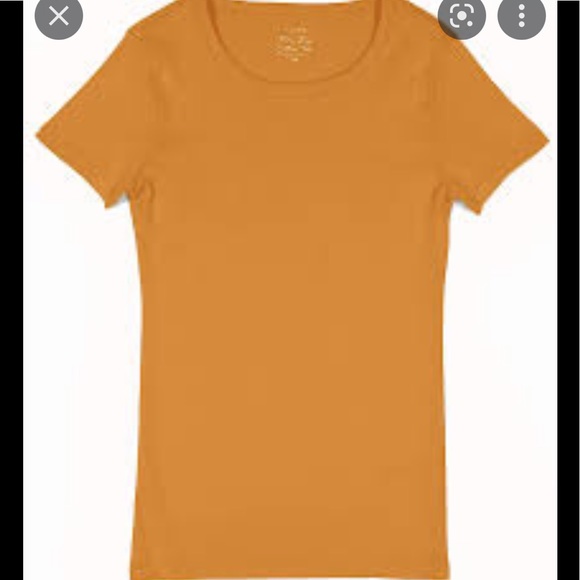 NWT J. CREW FINE RIB COTTON TEE IN GOLD, L - Picture 3 of 4